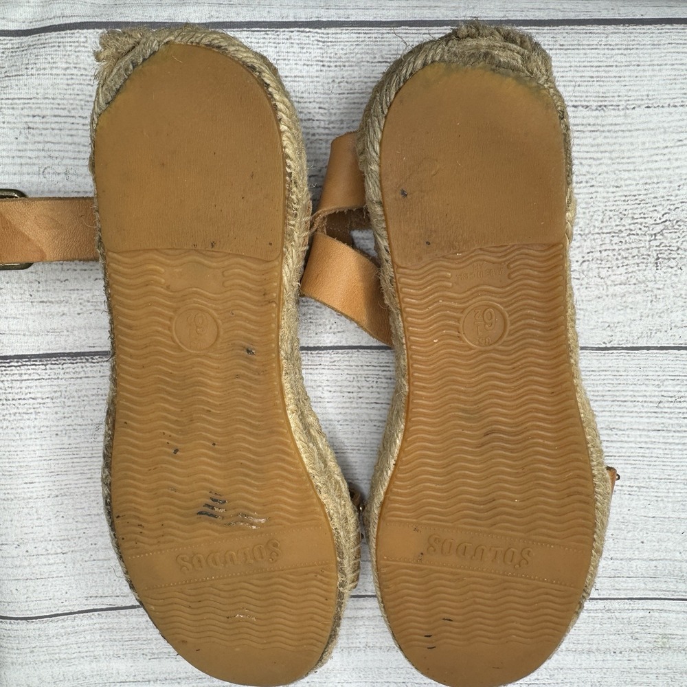 Soludos x Anthropologie Bahia Brown Leather Floral Espadrille‎ Sandals Size 6.5 - Picture 8 of 8